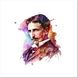 NIKOLA TESLA WATER COLOR PORTRAIT Posters and Art